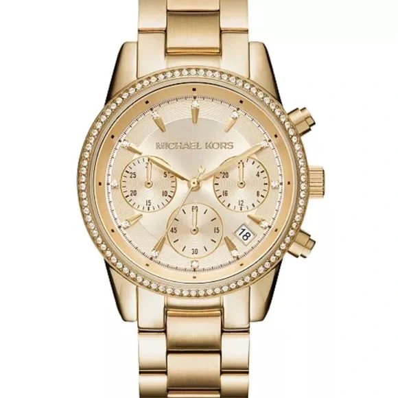 Michael Kors Gold Chronograph Watch with Crystal Accents Michael Kors Women main image 4